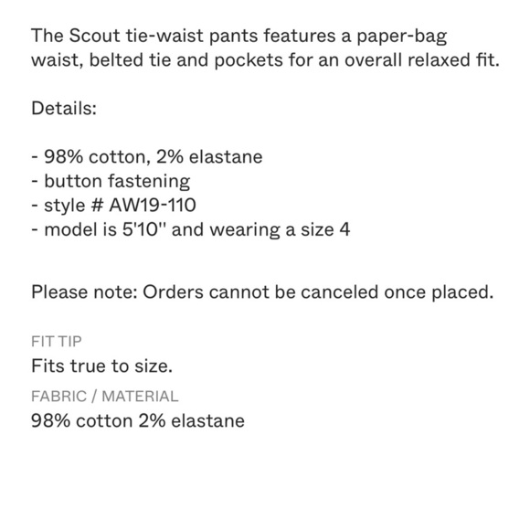 Sea NY Scout Twill Tie Waist Utility Pants Black Size 4 - Picture 3 of 14